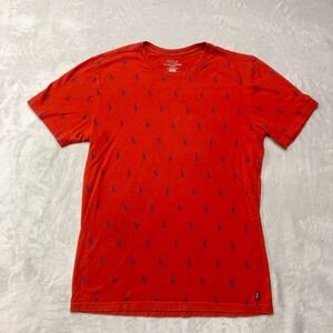 Polo Ralph Lauren T-Shirt Men's S Red All Over Pony‎ Logo Graphic Crew-Neck